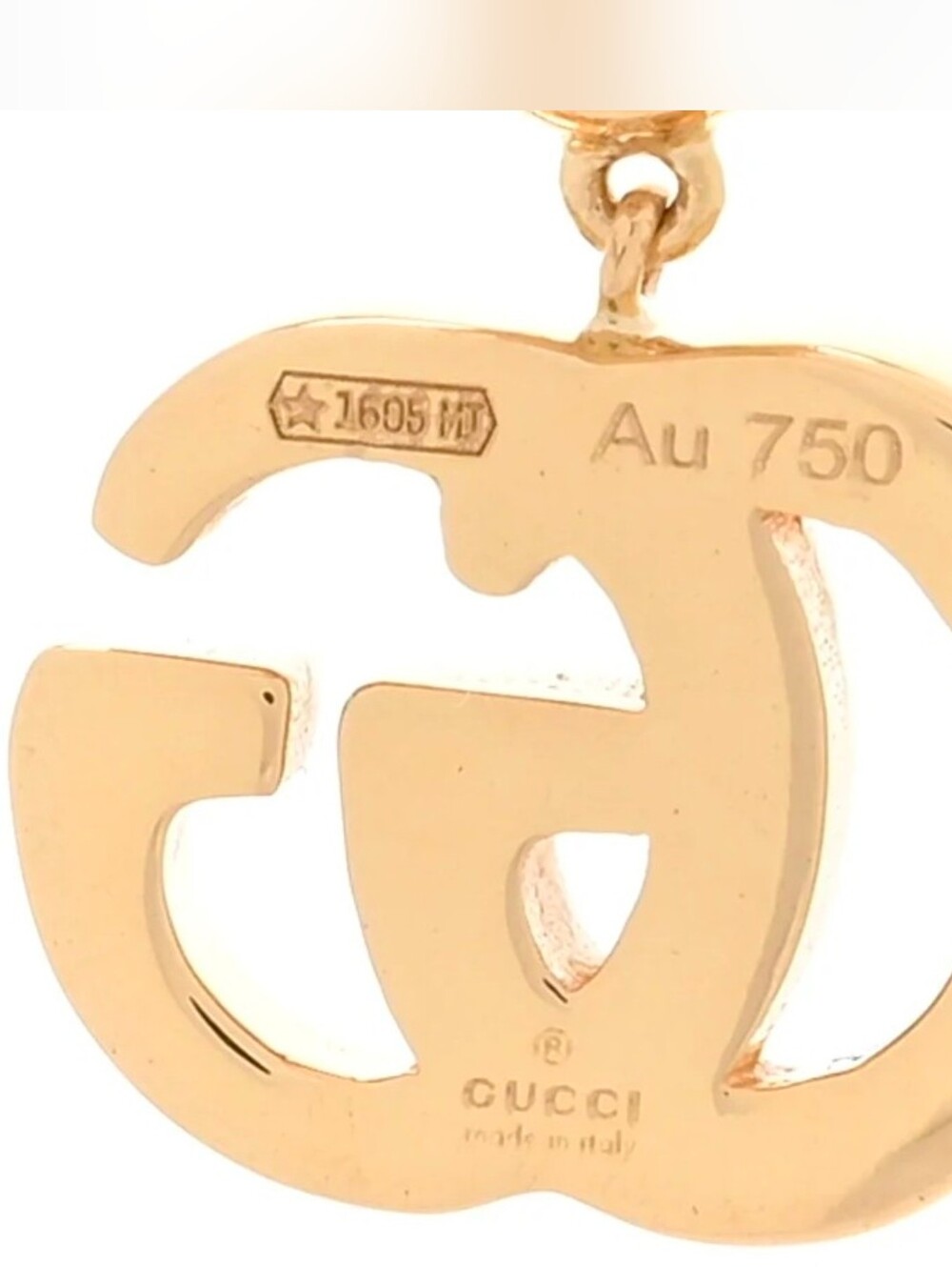 Gucci Gold 18K Real Gold. Interlocking G Mini Hoop Earrings. - Picture 5 of 8
